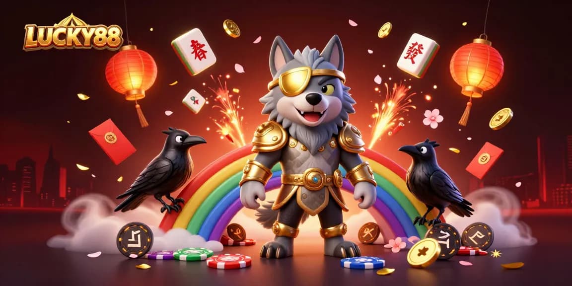 LUCKY88 captures the essence of fortune with a vibrant 3D Norse-themed casino illustration.