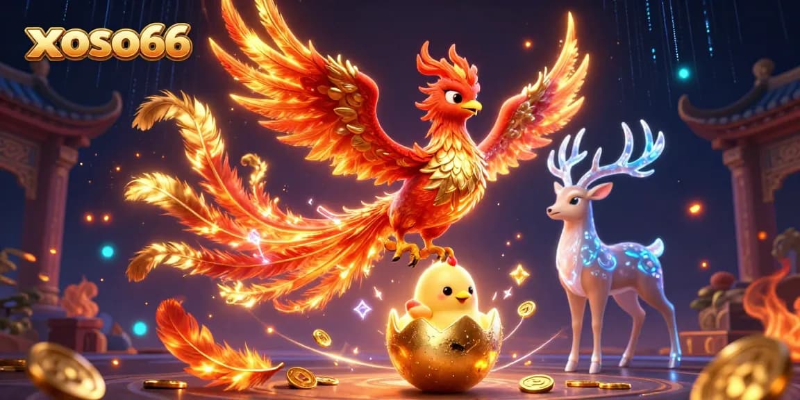 xoso66 offers an exhilarating online gambling experience featuring vibrant phoenix characters and a dynamic gaming arena.