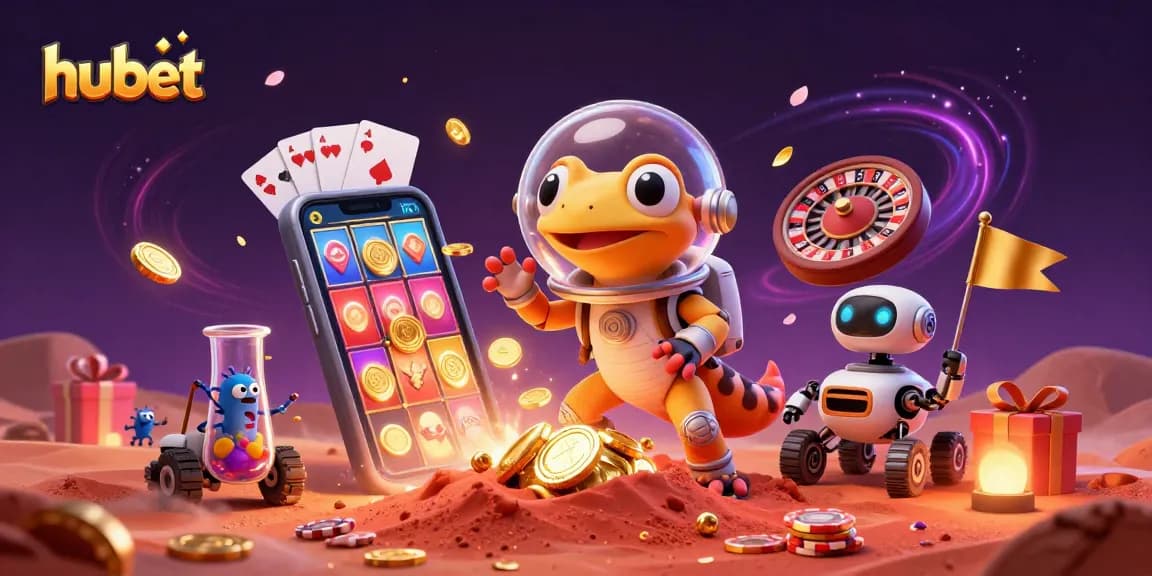Experience the excitement of hubet as a Martian gecko uncovers a golden casino treasure.