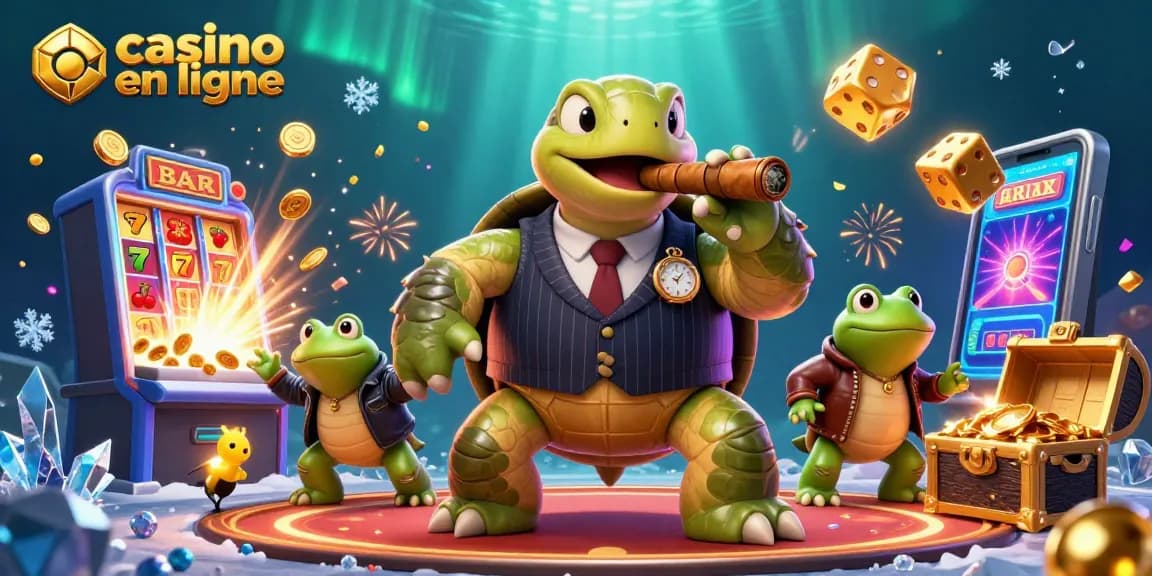 Casino en ligne : mobster tortue avec ses complices dans une ambiance de jackpot.