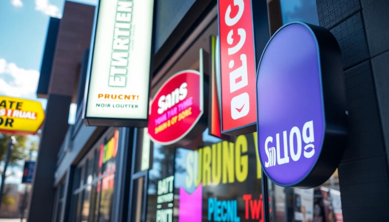 Engaging storefront of a sign company Edmonton showcasing diverse signage solutions and custom designs.