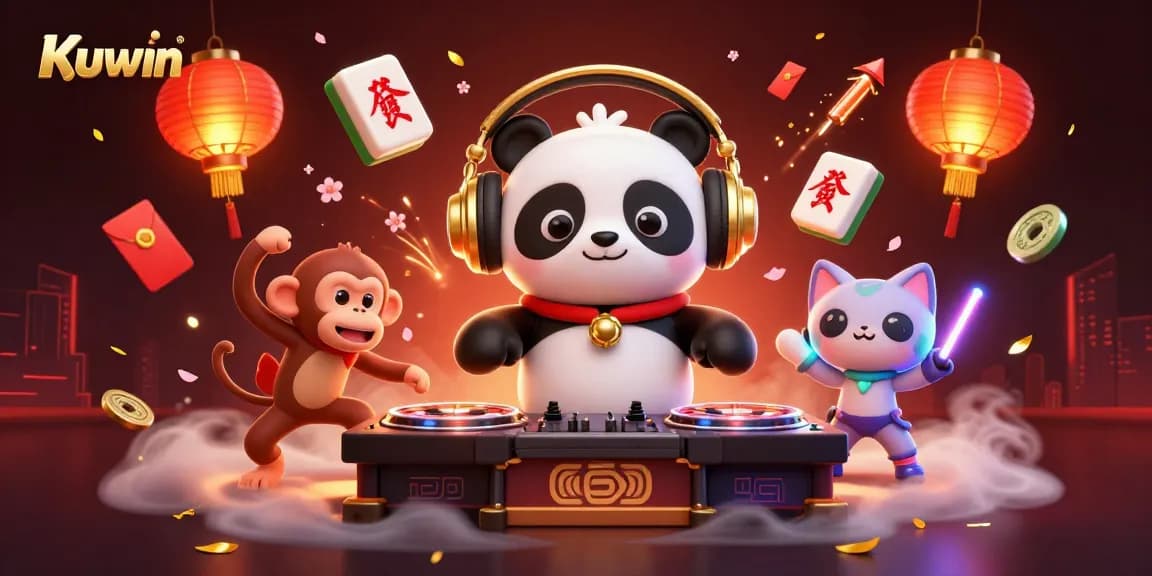 Kuwin's dynamic DJ panda hosts an immersive rave scene with vibrant casino elements.
