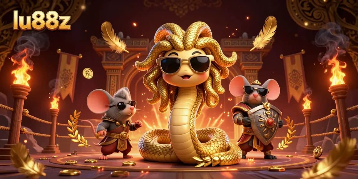 Spin and win in dynamic lu88z 3D casino scene with Medusa and warrior mouse.