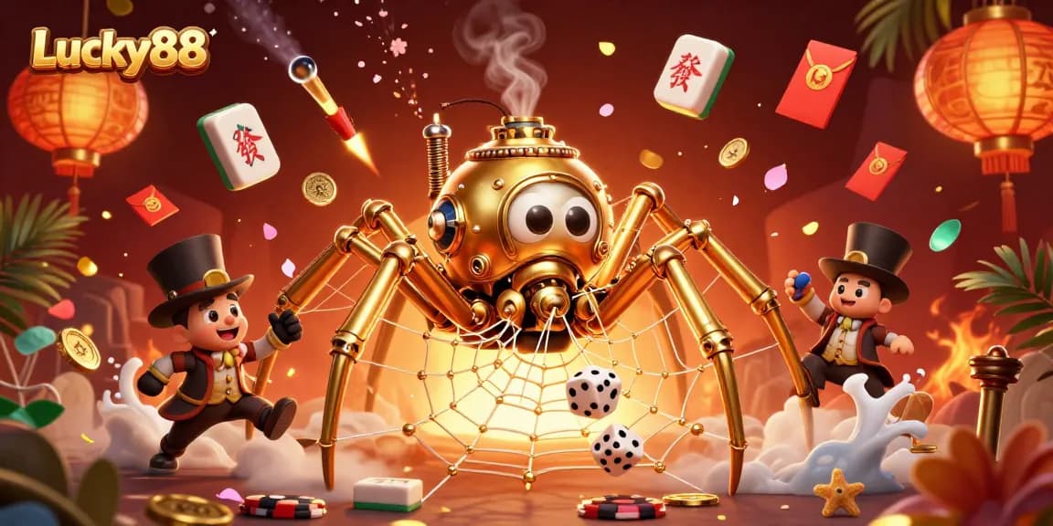 Engage in thrilling gameplay with Lucky88's vibrant steampunk casino illustration.