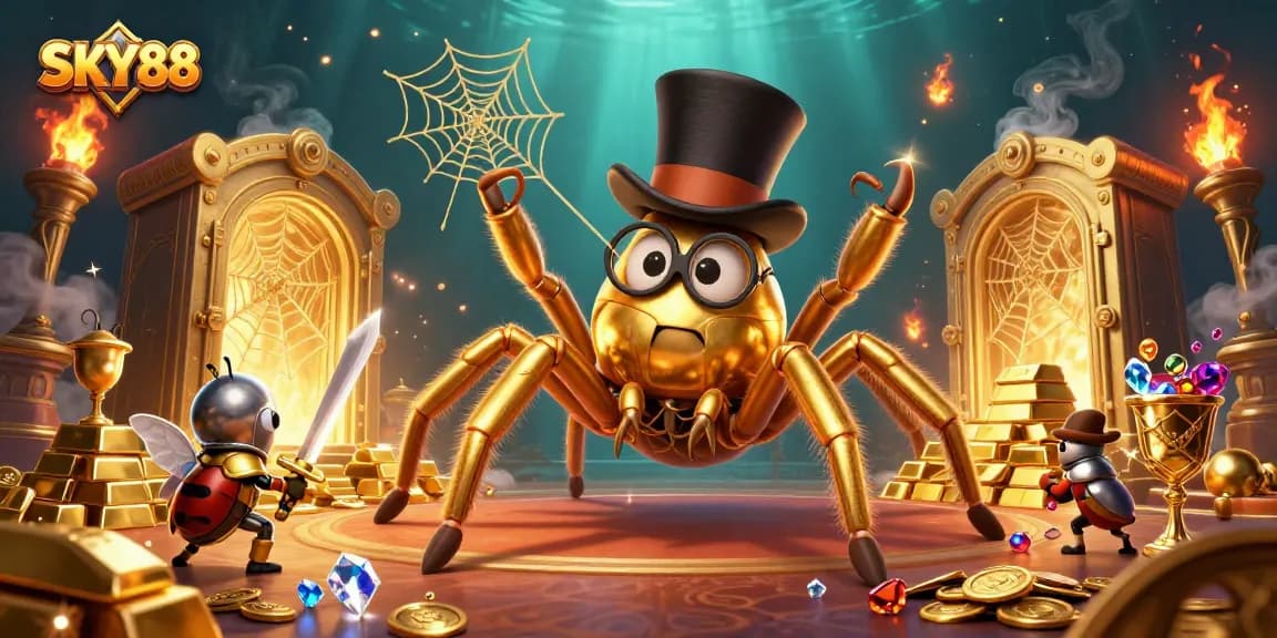 Experience thrilling gameplay at SKY88 with cartoon characters in a vibrant casino scene.