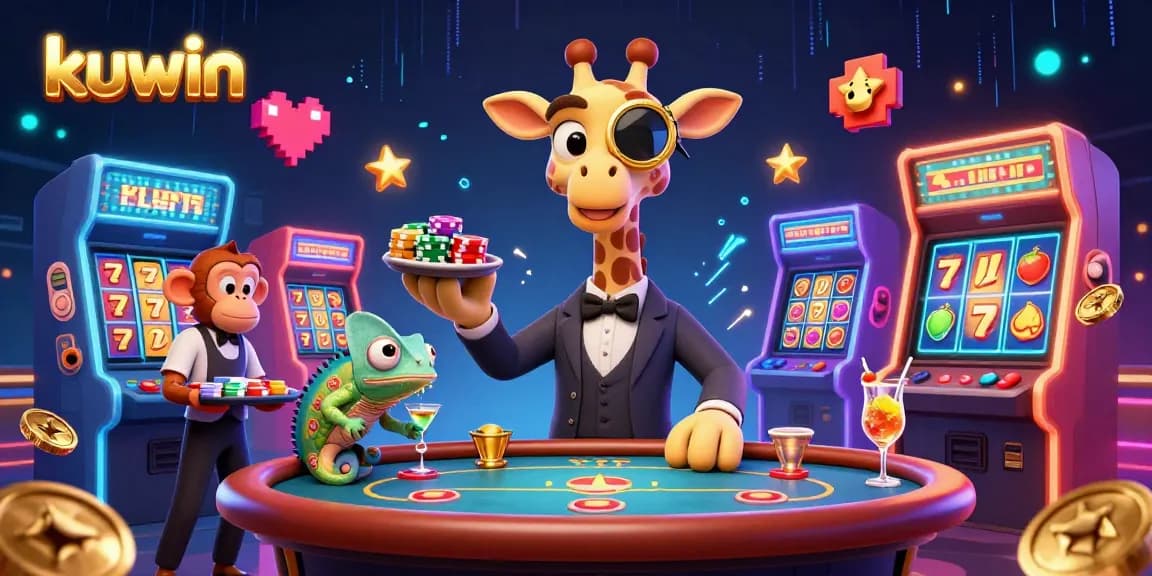 Kuwin offers an immersive gaming experience with vibrant characters at a vibrant casino scene.