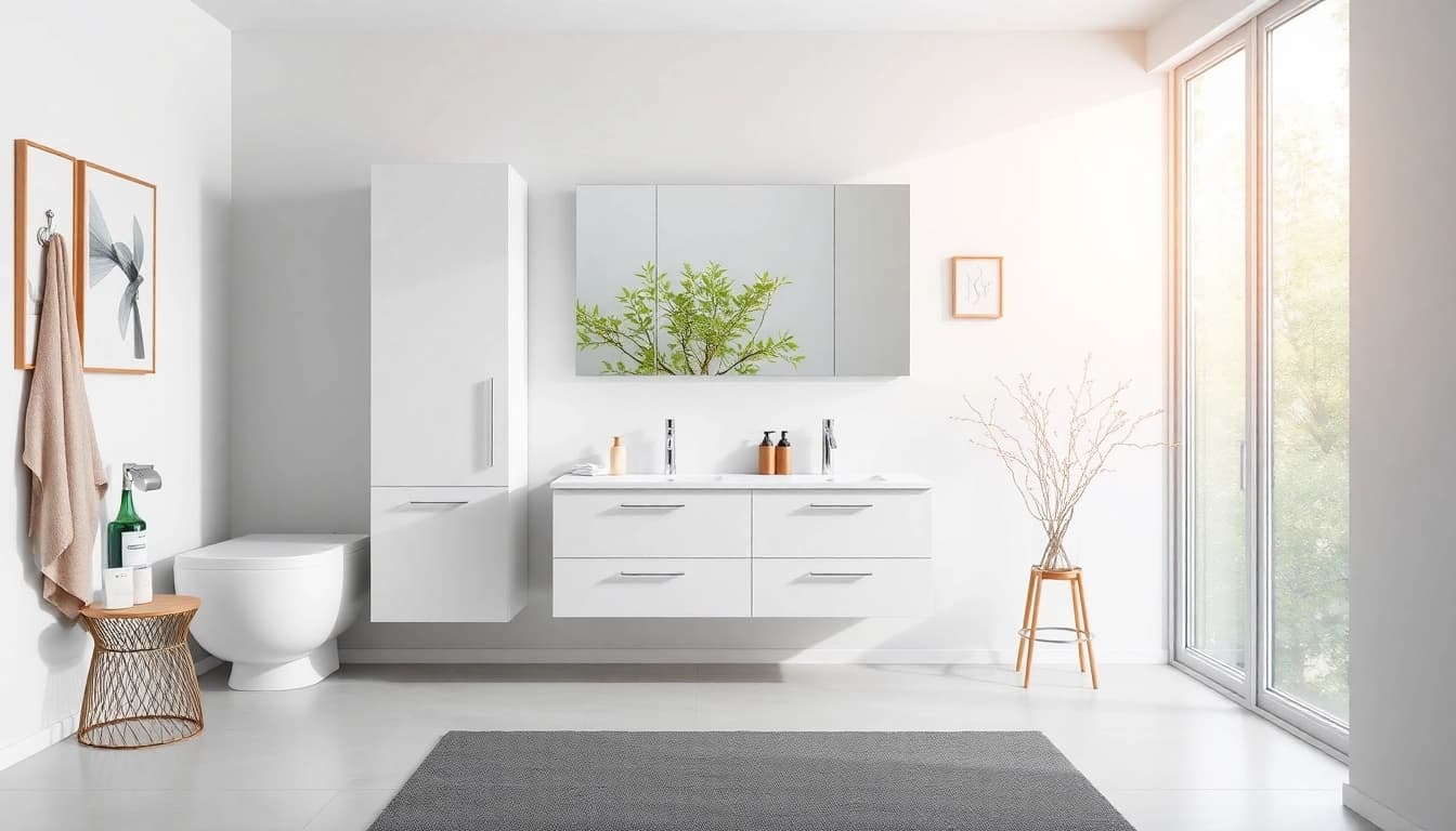 Eleganter spiegelschrank bad in einem modernen Badezimmer zeigt stilvolles Design und Funktionalität.