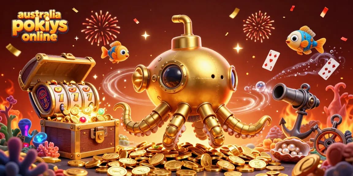 Spin to win with the best australia pokies online featuring a whimsical kraken and vibrant game elements.