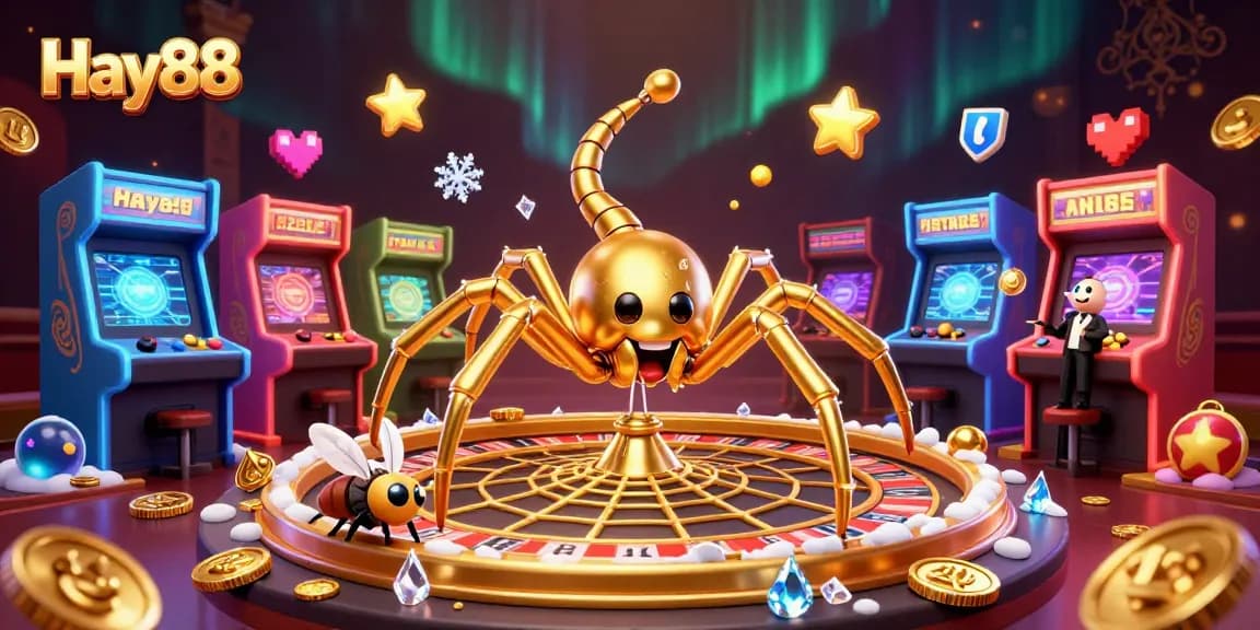 Experience thrilling bets with Hay88 at a dynamic roulette wheel created by a golden spider.