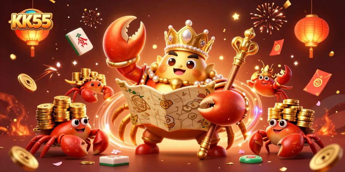 Experience the thrill of winning with KK55 in a vibrant casino scene filled with treasures and games.