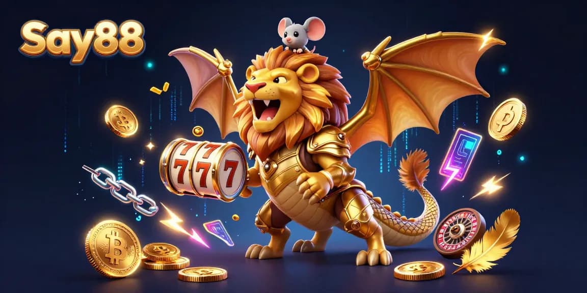 Experience thrilling jackpots and exciting gameplay with Say88 in this vibrant casino illustration.