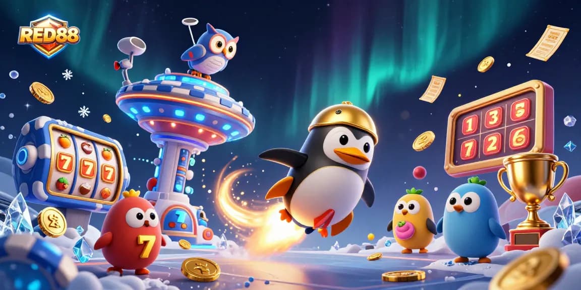 Experience thrilling gameplay and excitement with RED88 showcasing an engaging casino space scene.