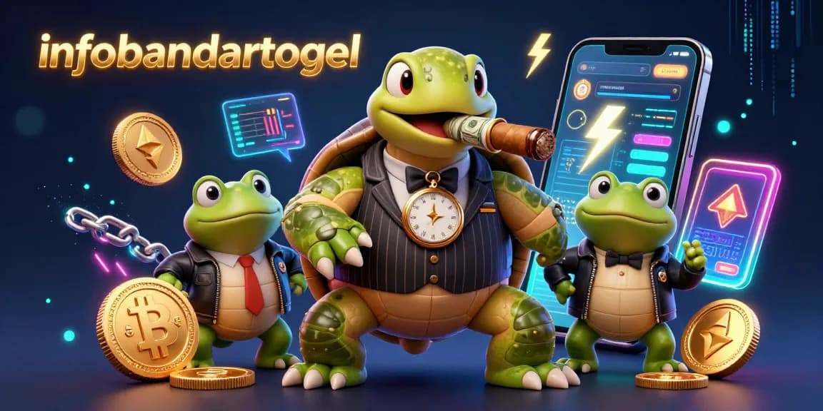 Engage with the dynamic casino scene showcasing infobandartogel's vibrant 3D turtle in a stylish setting.