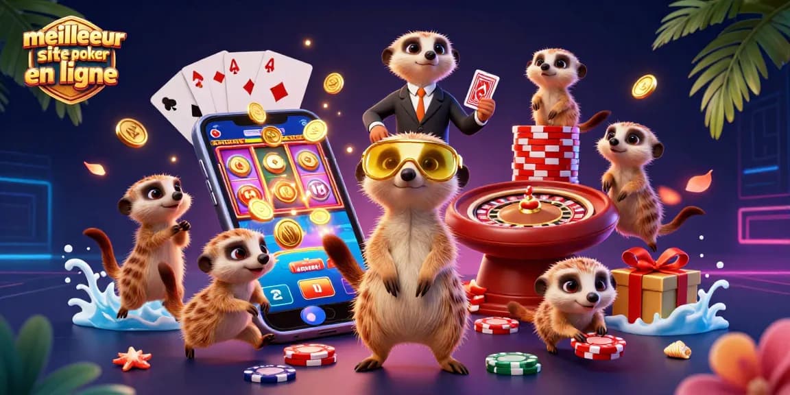 Les meerkats gèrent un casino flamboyant, illustrant le meilleur site de poker en ligne avec des jeux dynamiques.
