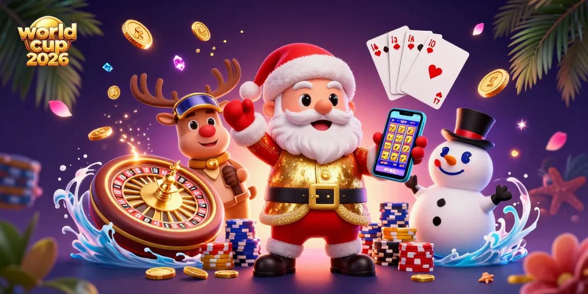 Experience thrilling gaming with world cup 2026 at a vibrant casino scene featuring festive characters.
