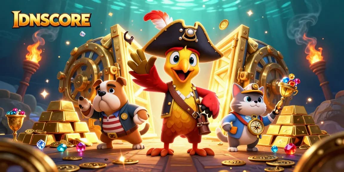 Spin the reels with IDNSCORE for mega jackpots amidst a treasure-filled pirate adventure.