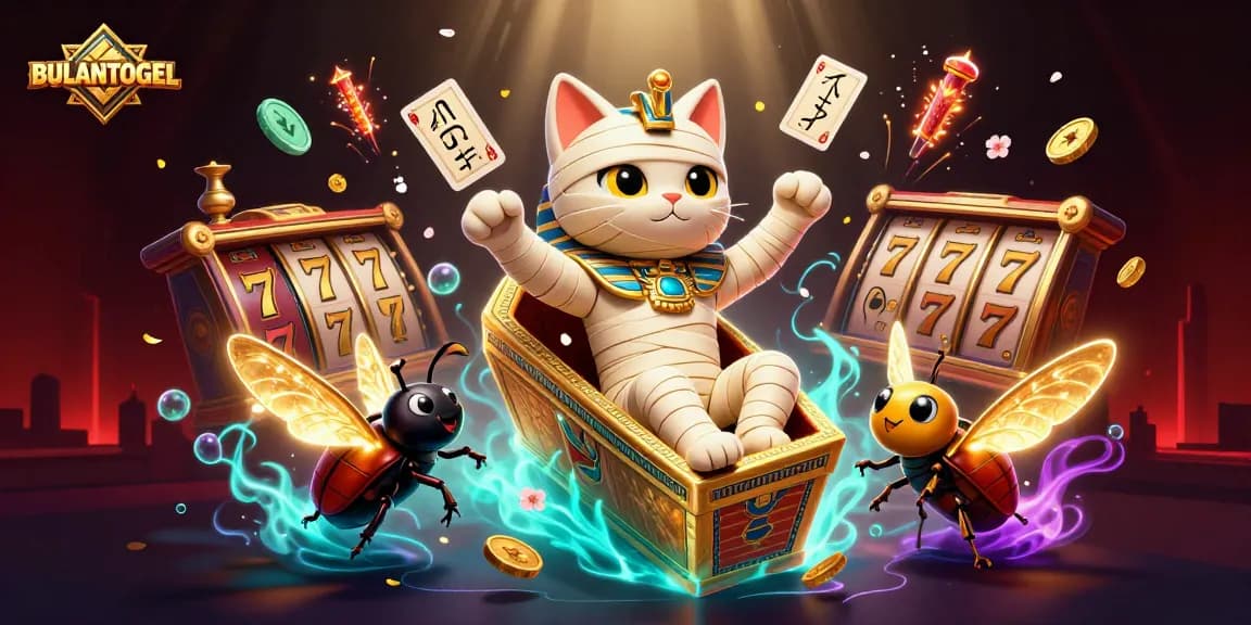 Place your bets with BULANTOGEL as the Egyptian mummy cat bursts from the casino!