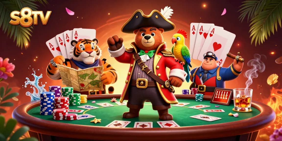 S8TV engages in exciting online poker with immersive gaming elements and vibrant characters.