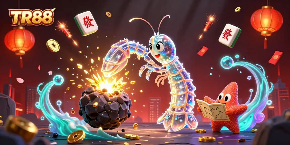 TR88 showcases a galactic samurai winning big while gaming, surrounded by sparkling gems and rewards.