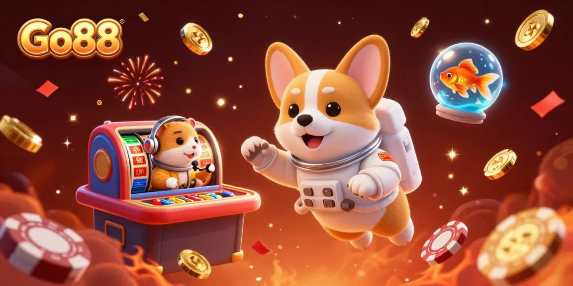 Go88 invites players to engage with thrilling casino games in a vibrant space-themed illustration.