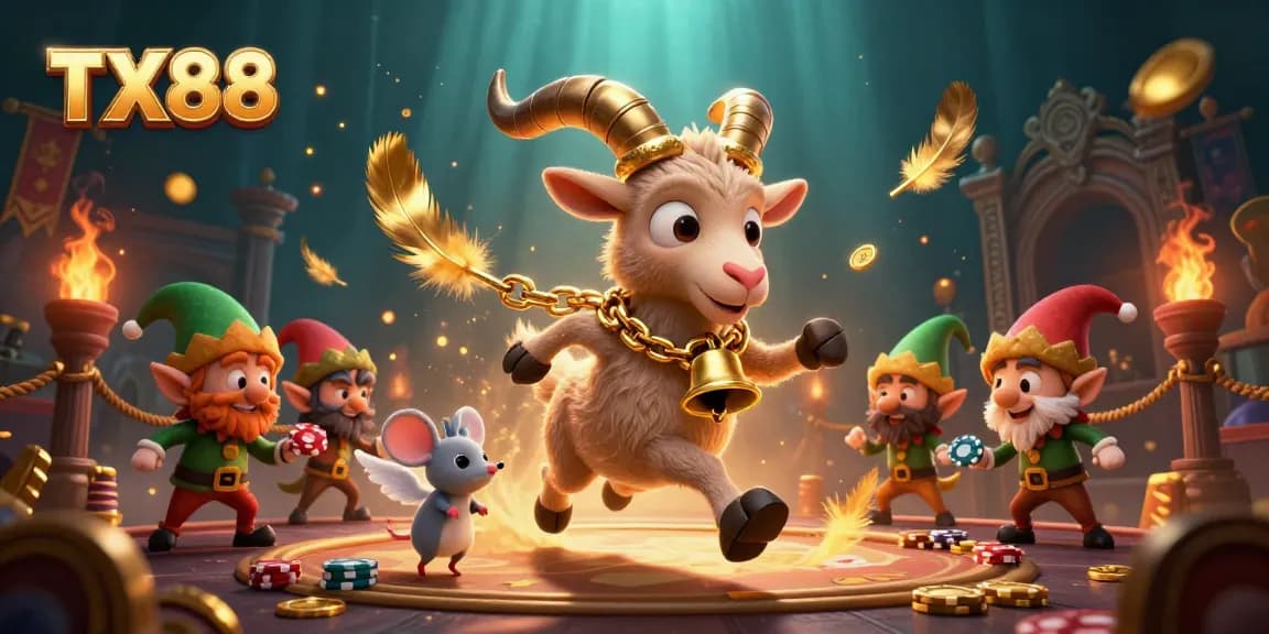 TX88 captures holiday magic in a surreal casino scene with Krampus and playful characters.