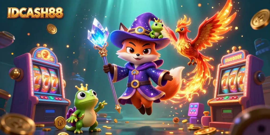 Experience winning moments at IDCASH88 with a magical wizard, phoenix, and enchanted elements.