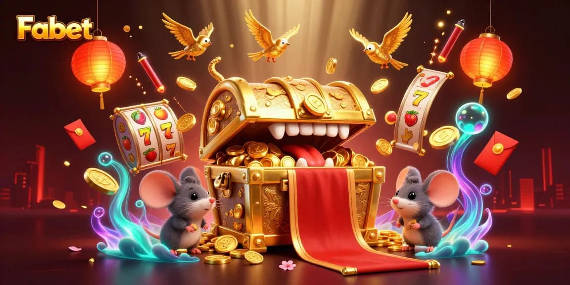 Spin to win with Fabet's rich casino treasures in a vibrant 3D illustration.