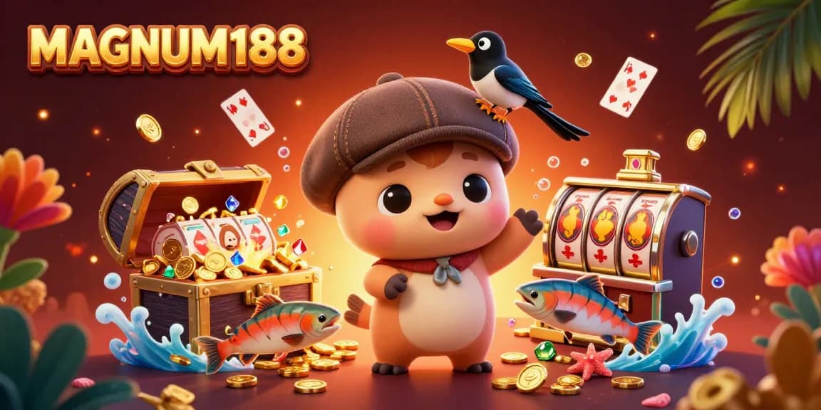 Engage with the thrilling world of MAGNUM188 casino games with this vibrant illustration.