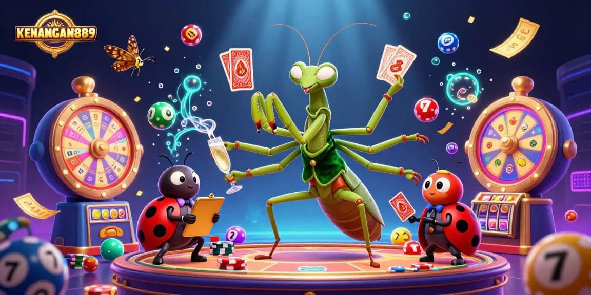 Engage with KENANGAN889's thrilling casino experience featuring a vibrant illustration of animated characters in action.