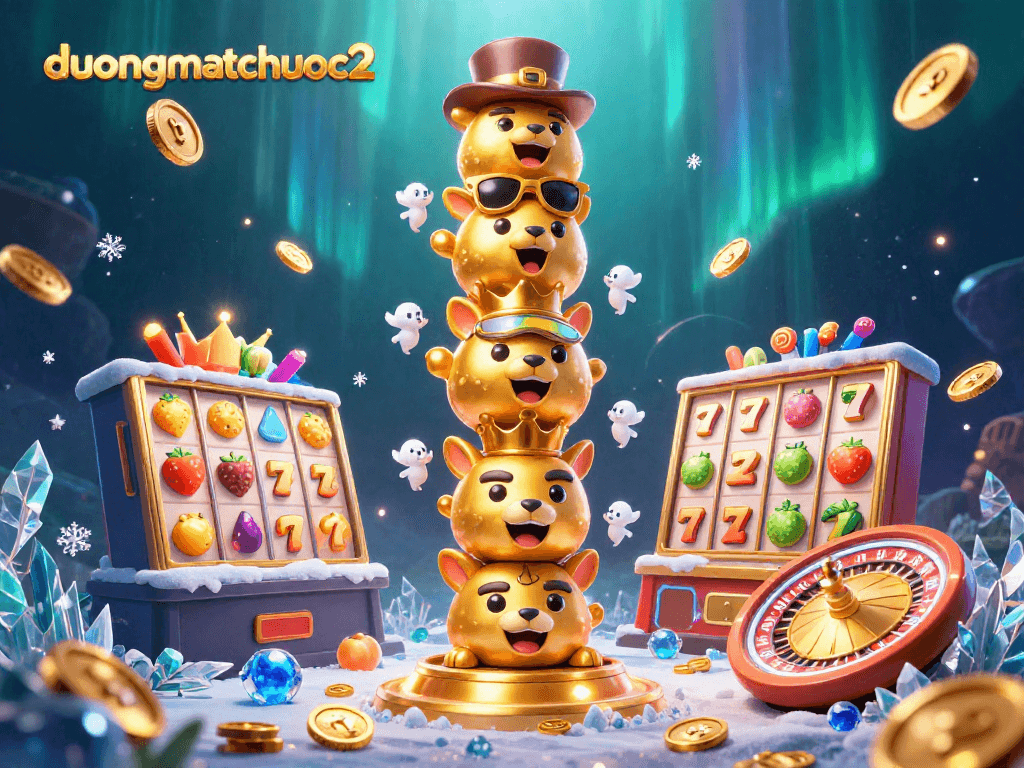 Engage in thrilling gameplay with duongmatchuoc2 as the 3D golden totem pole dances in a vibrant casino scene.