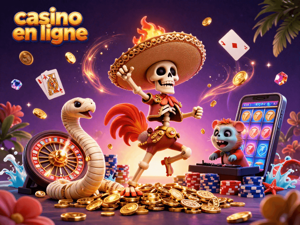 Vivez l'excitation d'un casino en ligne avec un rooster mariachi dansant sur un tas de pièces d'or.