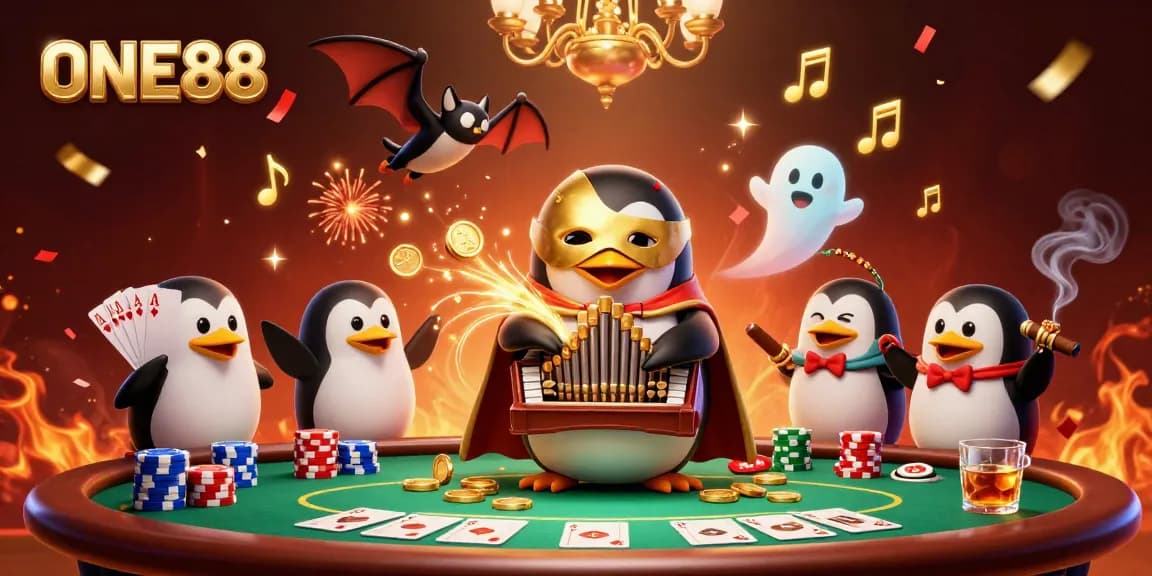 Experience the thrill of ONE88 casino games with engaging visuals of gambling and rewards.