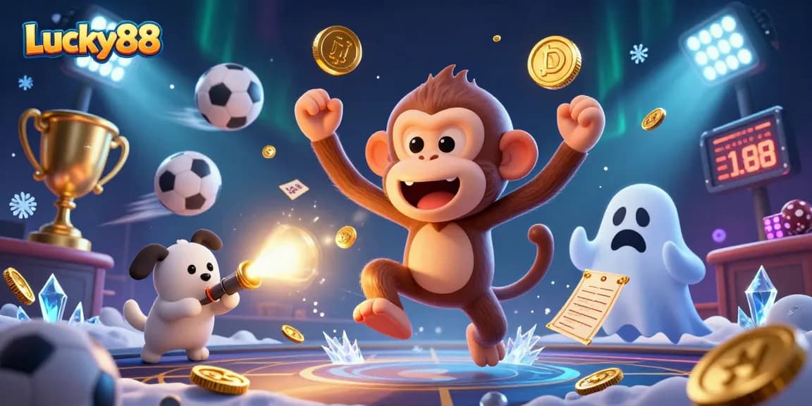 Engage with Lucky88's thrilling casino adventures featuring a mischievous ghost monkey and a brave puppy.