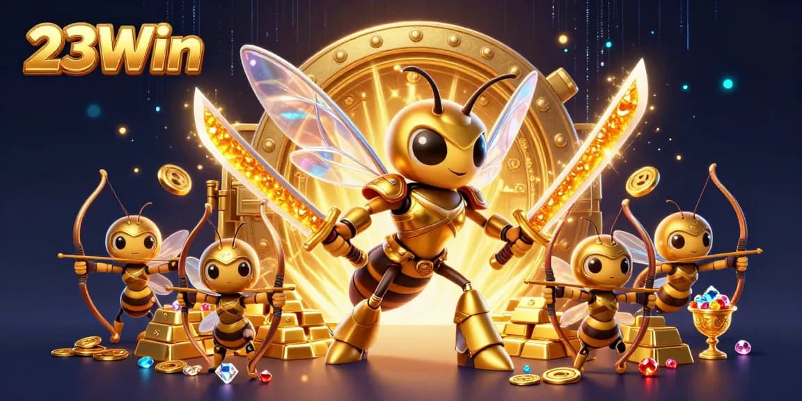 Engage with thrilling adventures at 23Win, showcasing vibrant 3D characters and dynamic casino elements.