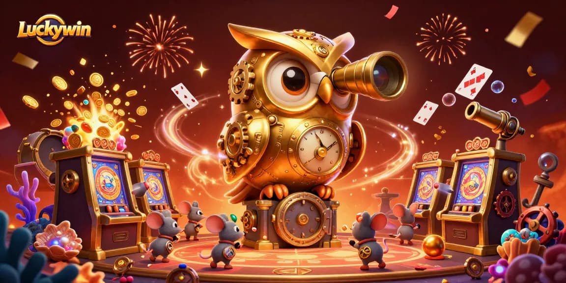 Experience the excitement of Luckywin with vibrant visuals of a casino scene filled with engaging characters and elements.