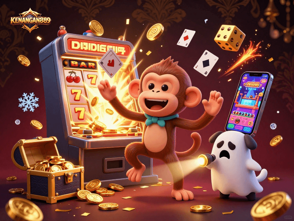 Engage with KENANGAN889's thrilling slot experience amid a haunted casino scene.