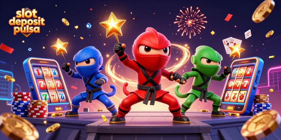 Permainan slot deposit pulsa dengan chameleon ninja dalam aksi sinergi dan elemen kasino.