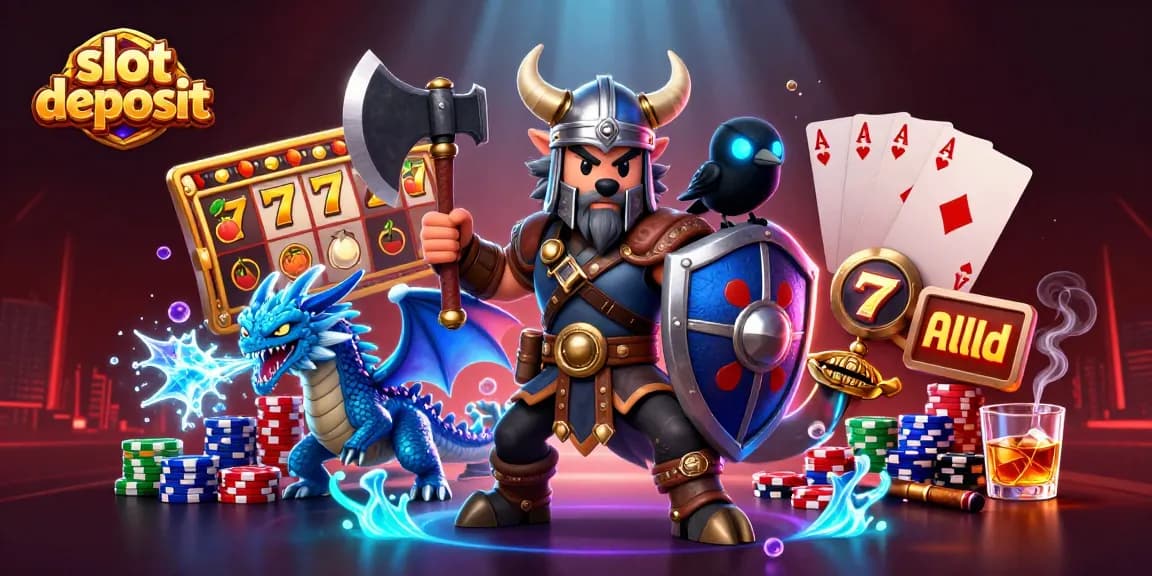 Menikmati keseruan slot deposit dengan karakter Viking dan naga yang menarik.