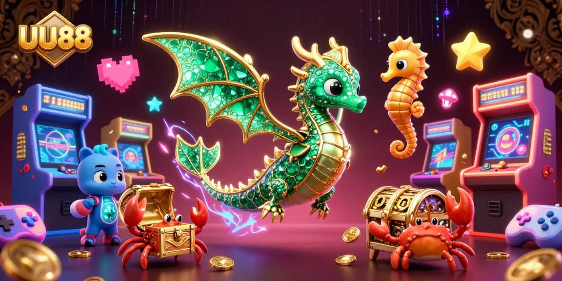UU88 offers an exhilarating gaming experience with colorful arcade elements amidst 3D fantasy characters.