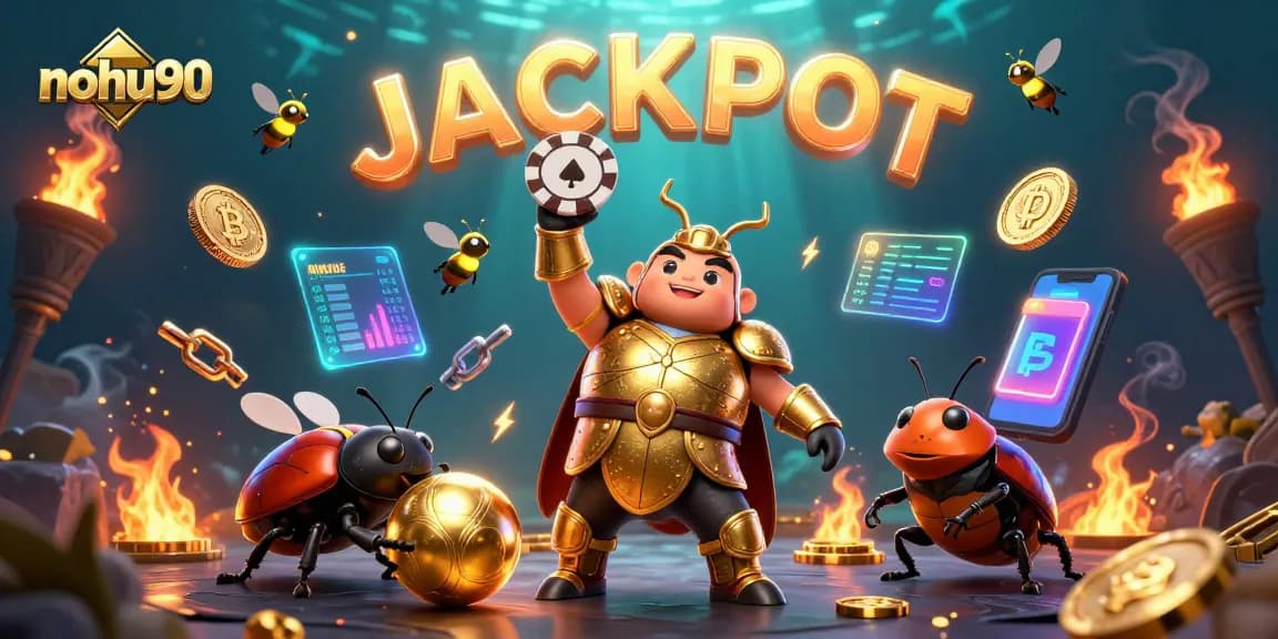 Play games at nohu90 and celebrate with a 3D hero beetle winning the jackpot.