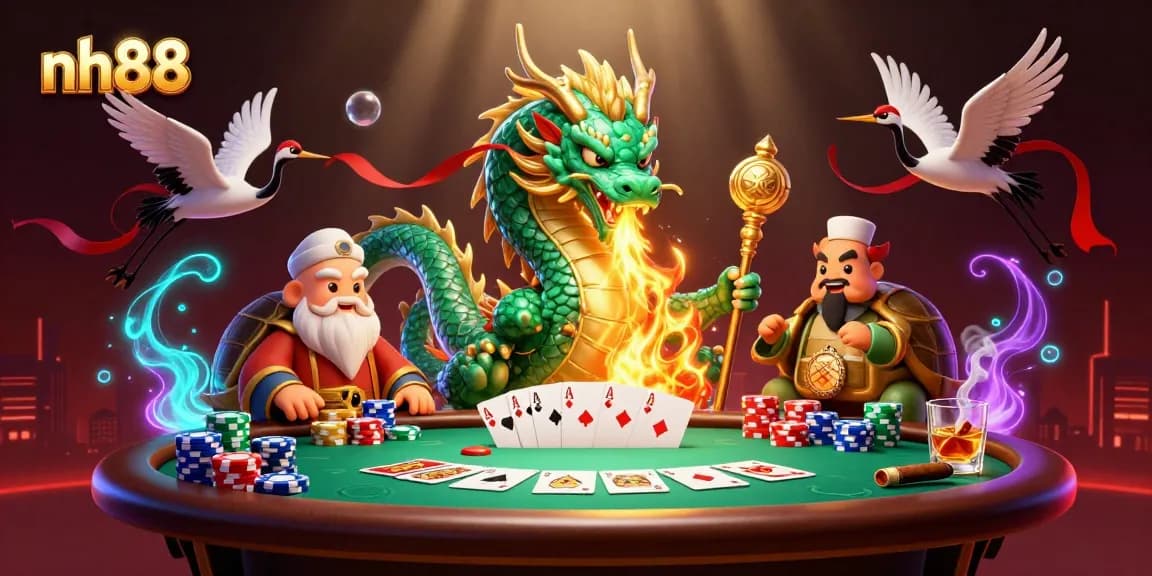 Engage with nh88's vibrant casino experience featuring iconic gambling elements and dynamic characters.