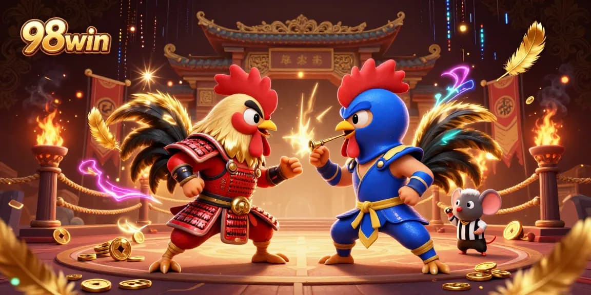 Engage with exciting 98win rooster duels in a vibrant casino showdown.