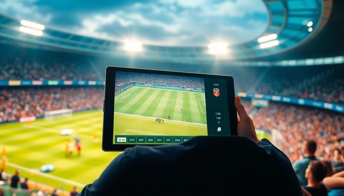 Tampilkan bolakami streaming dengan tampilan antarmuka sepak bola yang modern dan energik.