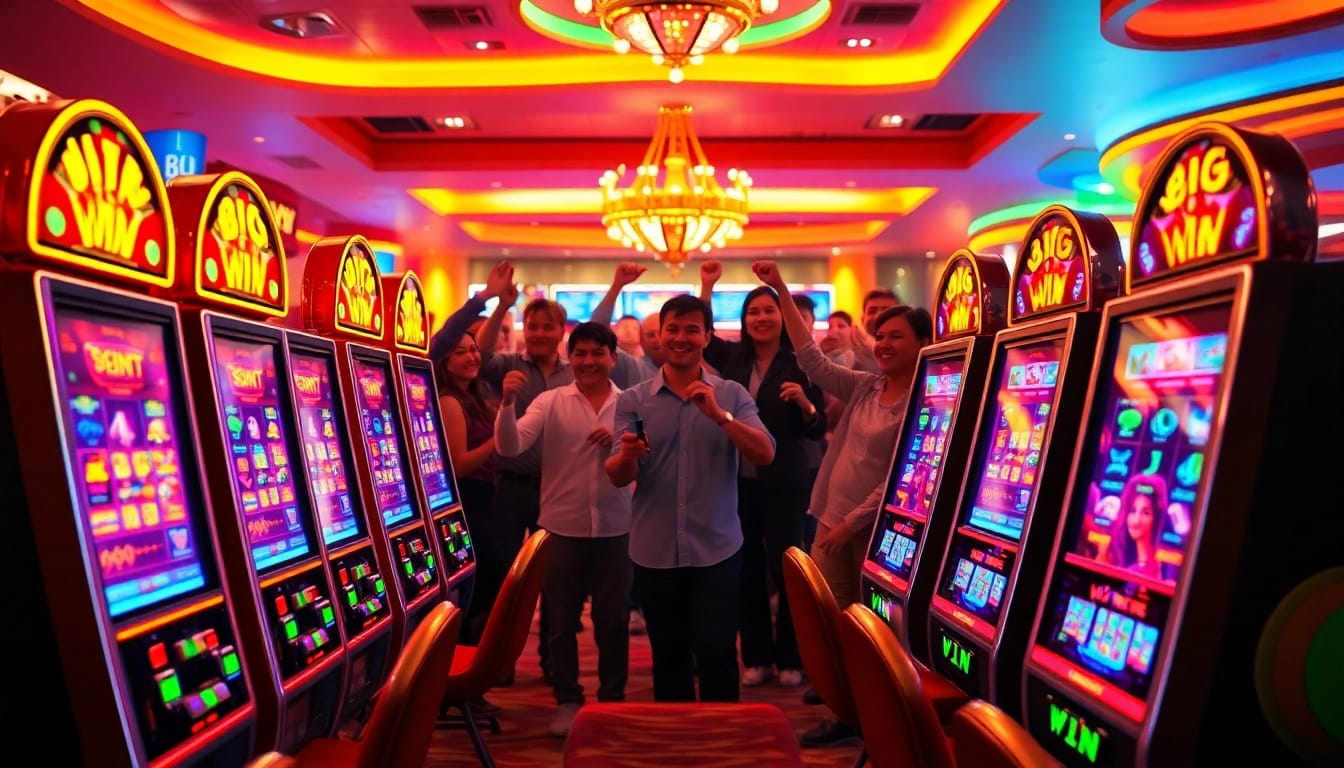 เล่น mega888slot ที่คาสิโนพร้อมกับผู้เล่นที่ร่วมฉลองท่ามกลางบรรยากาศแห่งชัยชนะ