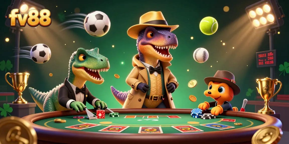 fv88 engages players with a 3D velociraptor card counter and thrilling gambling action at blackjack.