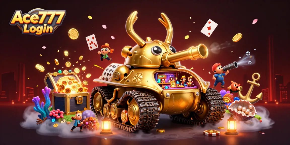Join the excitement of Ace777 Login with vibrant casino elements in a dynamic scene.