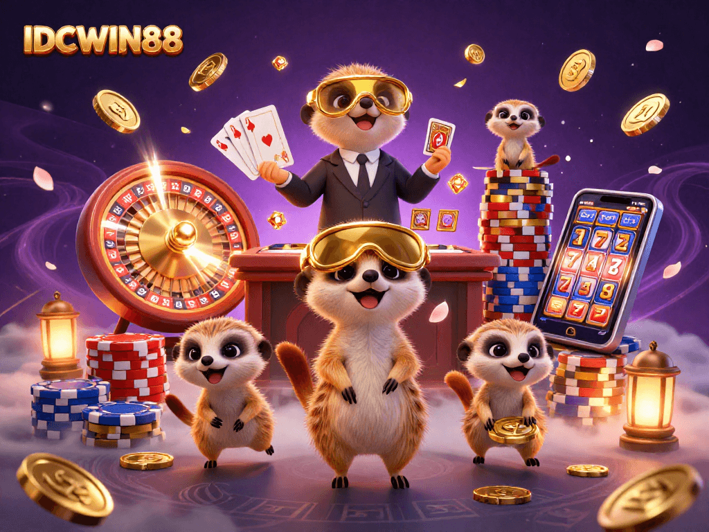 Engage in thrilling gameplay with IDCWIN88's meerkat casino fantasy, rich with gems and coins.
