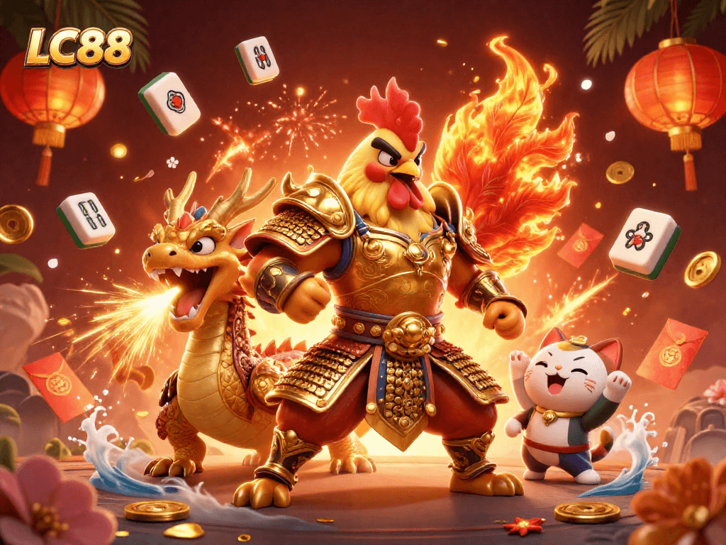 Win big at LC88 with an exciting cartoon scene featuring vibrant characters and casino elements