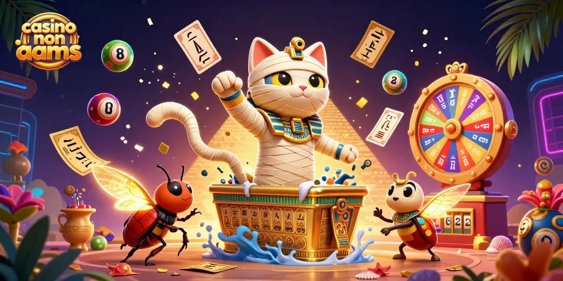 Gioca nei migliori casino non AAMS con l'affascinante mummia egiziana e simboli del gioco nel deserto.