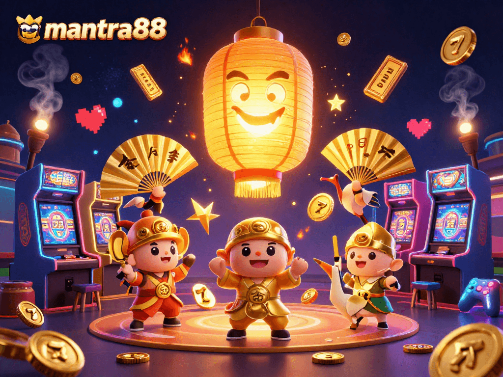 Experience mantra88's immersive casino environment with vibrant slot machines and dynamic gaming elements.